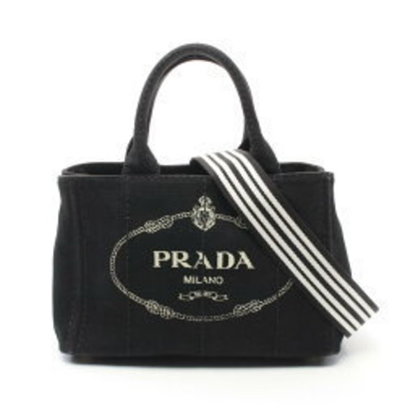 Prada Canapa Tote Bag Canvas Black - Picture 1 of 8